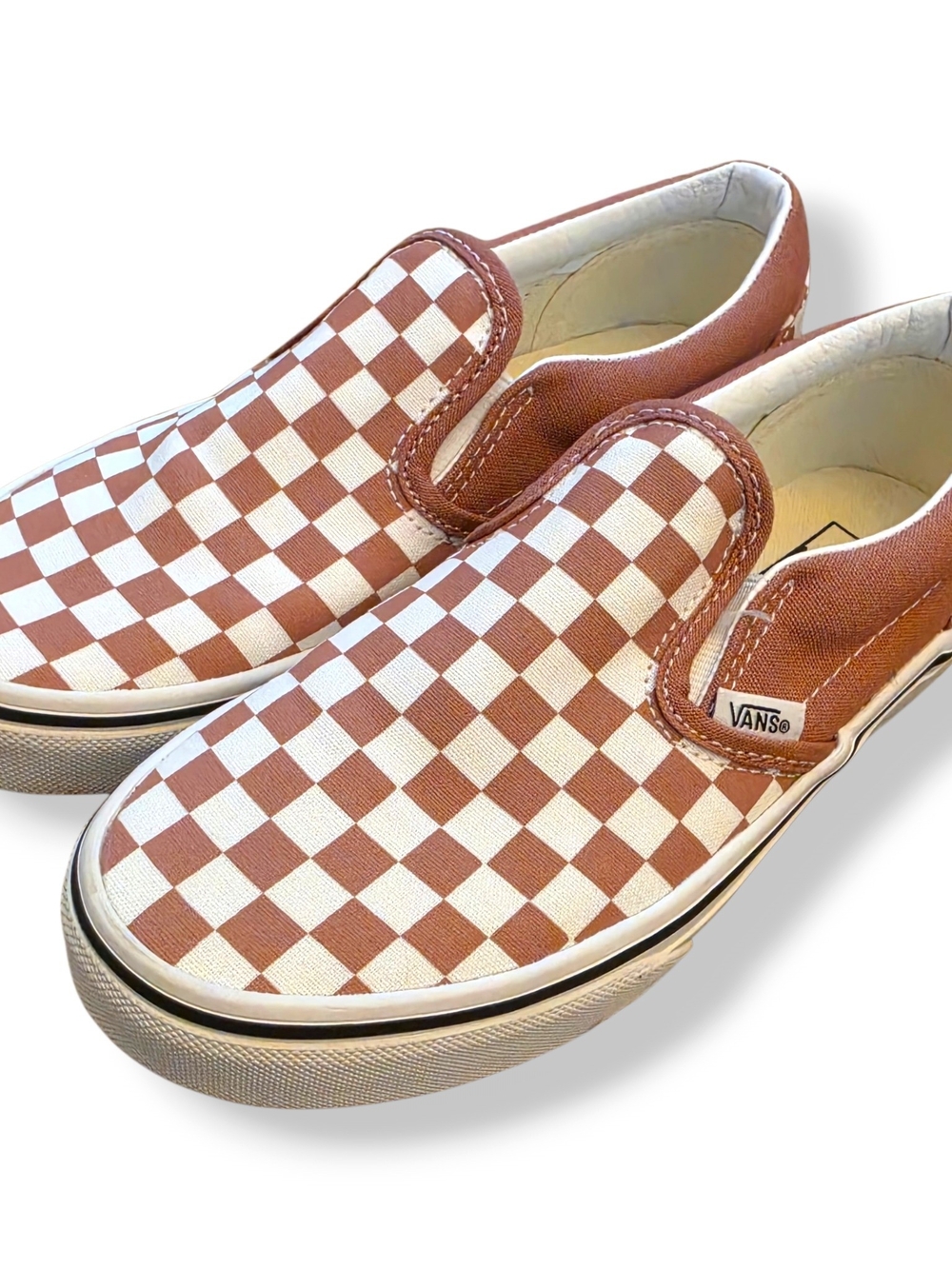 Vans Kids Classic Slip-On Checkerboard Shoes - Mauve/White